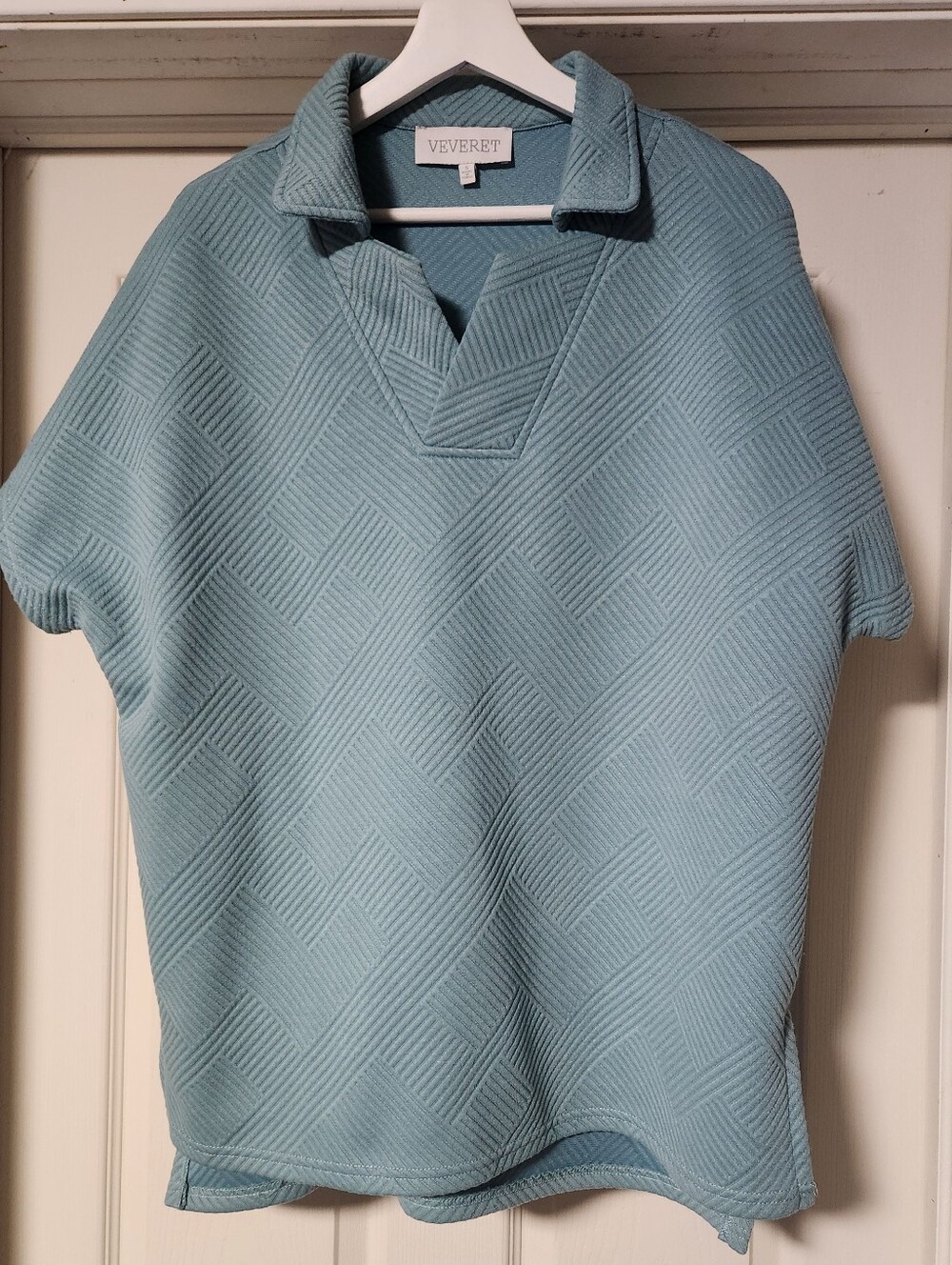 NWOT VEVERET Mint Green Textured Oversized Top Sz S Fits Like L